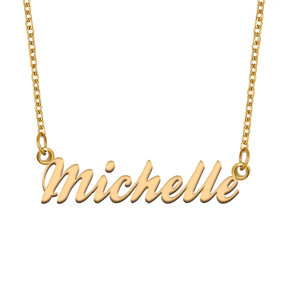 

Michelle Name Necklace for Women Stainless Steel Jewelry Gold Plated Nameplate Pendant Femme Mothers Girlfriend Gift
