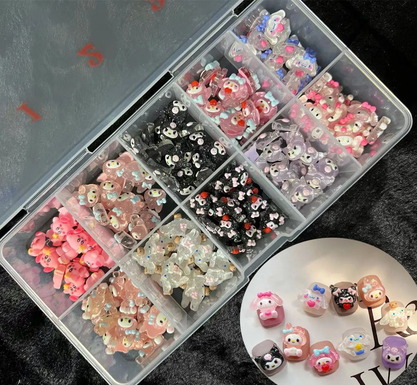 Sanrioed Hello Kitty Nail Charms kawaii Kuromi My Melody Cartoon Jewelry  Charms for Nails Gems 3d Nail Art Decorations