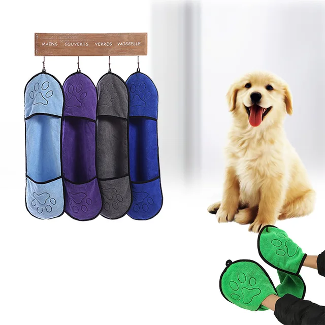 Pet Towel Quick Dry Dog Towel Bath Robe Soft Fiber Absorbent Cat Bath Towel Convenient Pet Cleaning Washcloth Pet Accessories 2