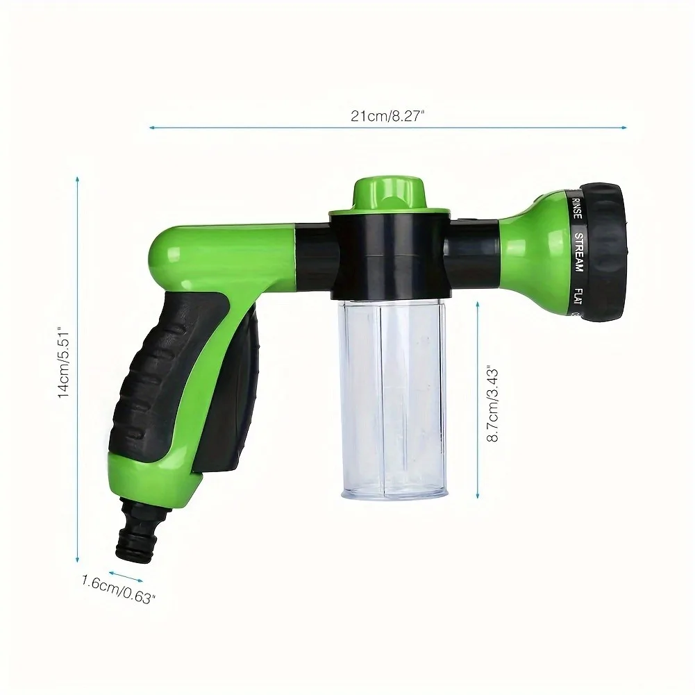 8 Function Foam Water Gun for Dogs for Garden Watering, bath showerhead,handheld toilet spray gun