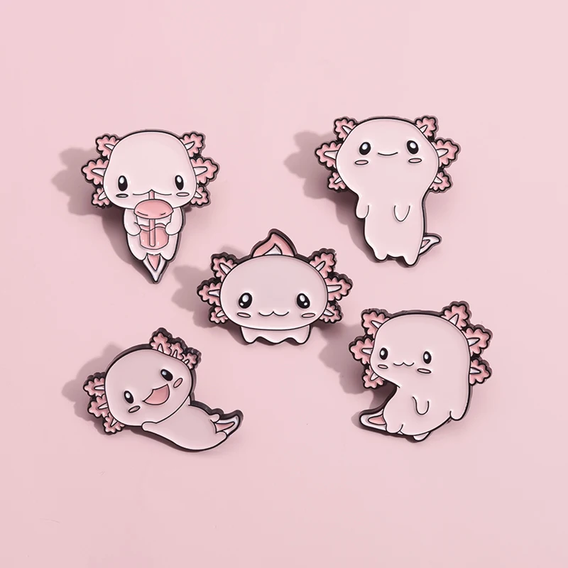 4-6Pcs/Set Animal Brooch For Women Men Cactus Salamander Capybara Enamel Pins Bag Lapel Cute Metal Badges Jewelry Gift Wholesale
