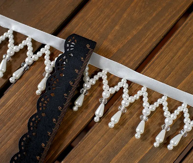 4.5cm wide handmade pearl tassel lace belt chain face curtain row beard headdress diy clothing accessories