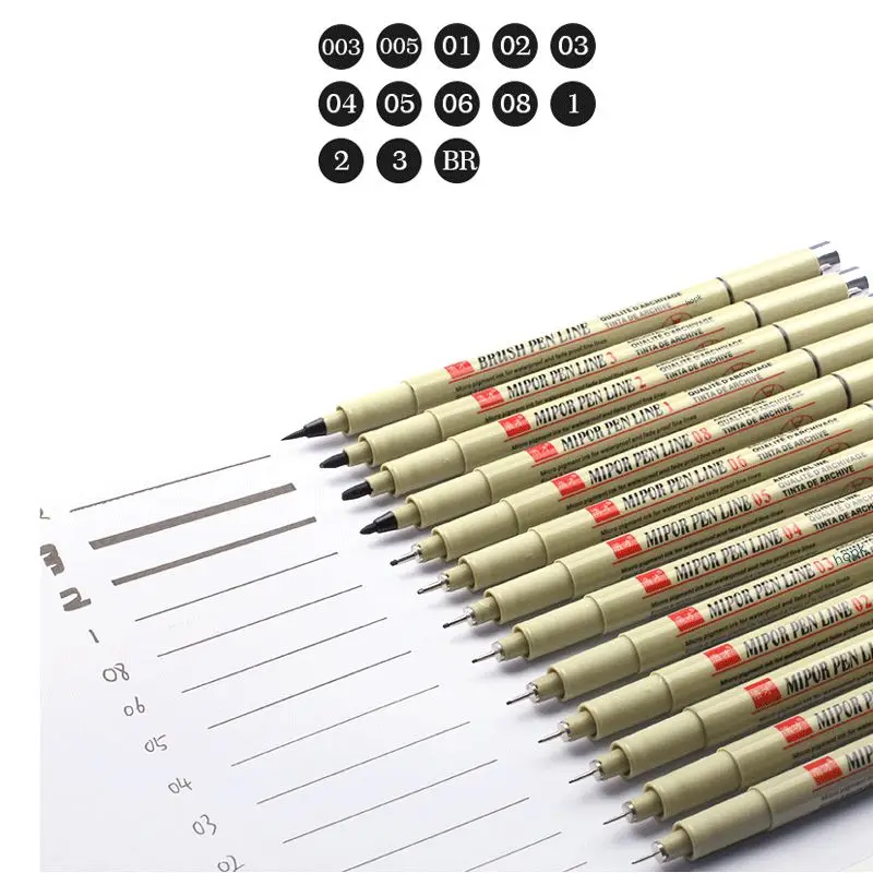 Pen Marker 1 Pcs Pigment Liner Pigma Neelde Pen Micron 005 01 02 03 04 05 08 Brush Different Tip Black Fineliner Sketching