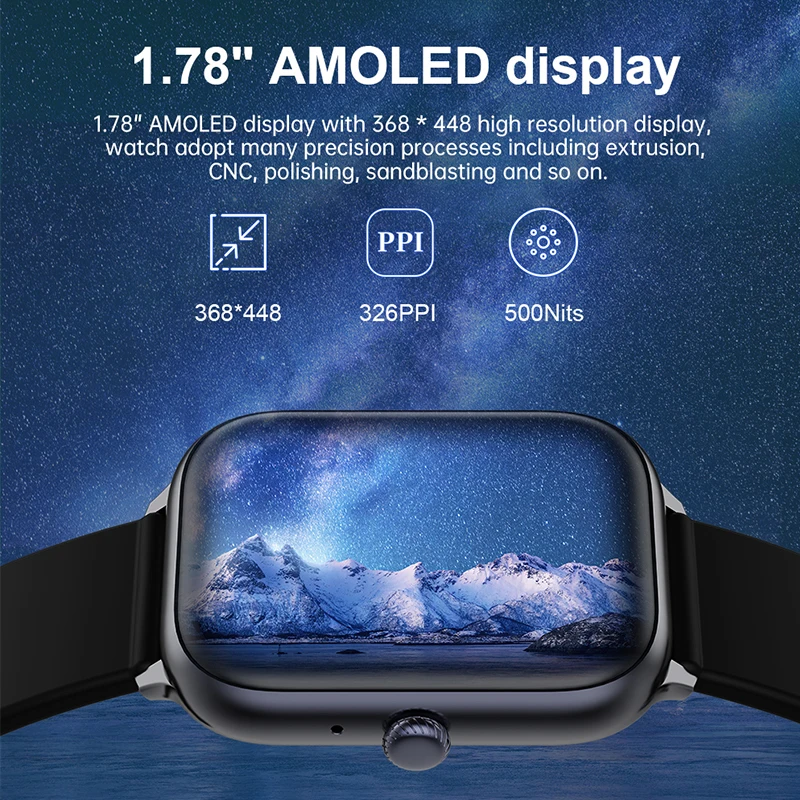 IMIKI ST1 Ʈ ġ 1.78 ġ AMOLED ÷, BT ȭ, ǽð ɹڼ 100 +  , SpO2  Ʈġ