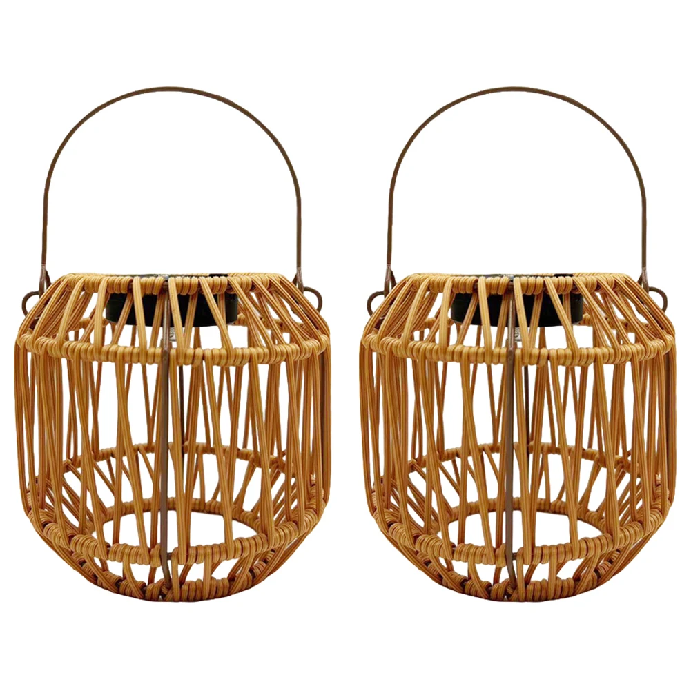 Solar Powered Rattan Weaving Chandelier Waterproof Hollow Out Suspension Light Hand Knitted Rattan Chandelier for Home Decor