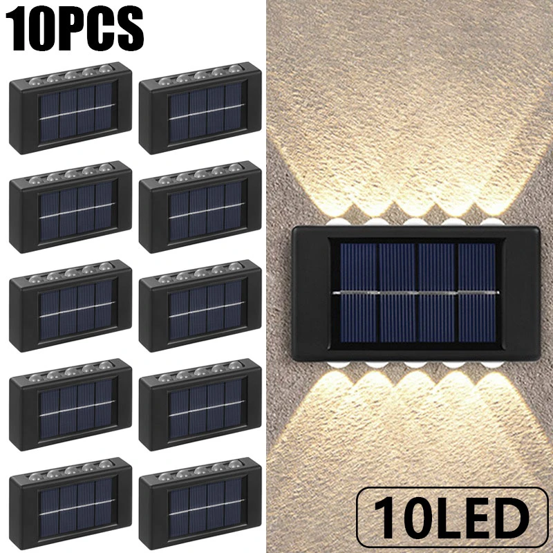 10 LED Solar Wall Lamp Outdoor Waterproof Solar Powered Light UP and Down Illuminate Home Garden Porch Yard Decoration solar post cap lights