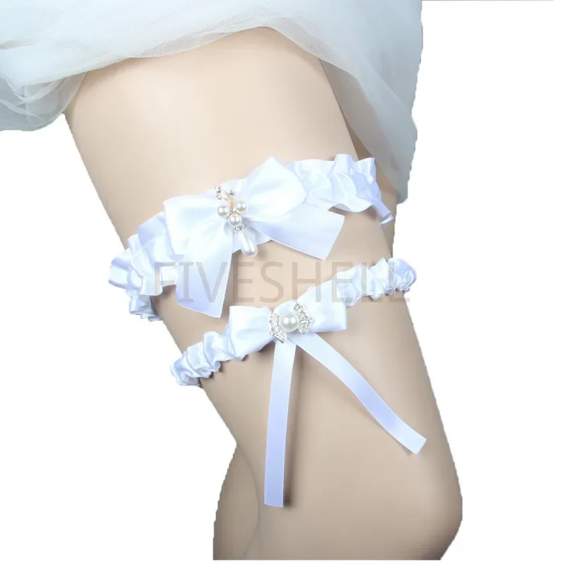 2-teiliges Set für Damen, Hochzeit, Strumpfbänder, Gürtel, Spitze, Perle, Blumenstickerei, Strumpfband, hohe Flexibilität, Gürtel-Set für Braut, Party, Fußhandwear – Detail 7