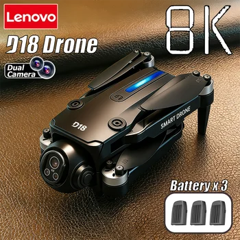 Drone GPS Lenovo D18 con Doppia Fotocamera HD 8K, Evitamento Ostacoli Intelligente, Motore Brushless, WIFI 5G, Ritorno GPS, Schermo RC