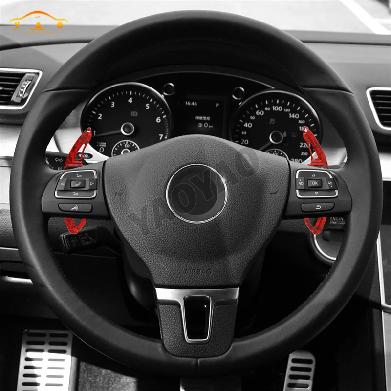 2PCS ABS 카본 파이버 시프트 패들 (폭스바겐 골프 5 MK5, 골프 6 MK6 gti 스티어링 휠 패들 시프트 카본 스티커 액세서리)