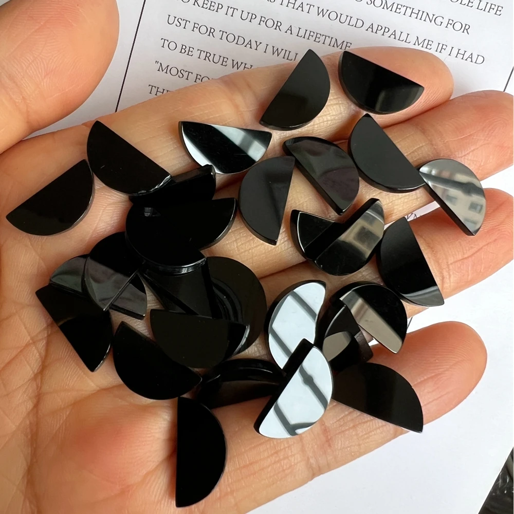 7.5x15mm 하프 문 컷 천연 마더 펄 쉘 & 블랙 오닉스 스톤