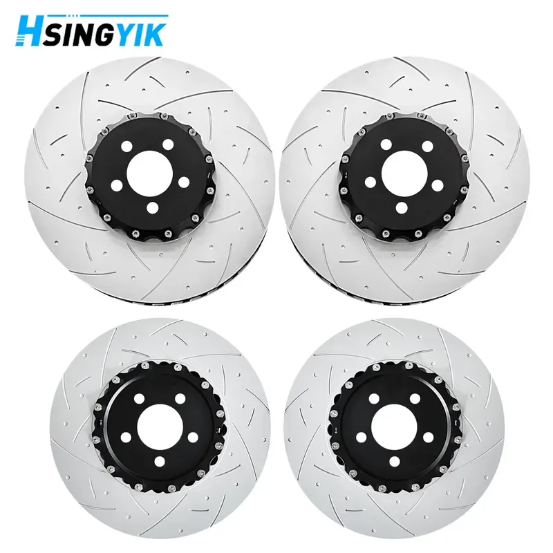 싱이크 KR3Z-2C026-A 370mm 딤플 슬롯형 리어 브레이크 디스크 (포드 머스탱 쉘비 GT500 2020 2021 2022 5.2L KR3Z2C026A 용)
