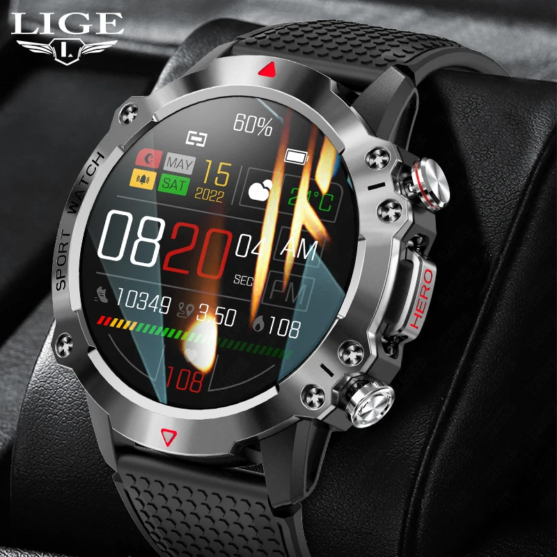 

LIGE Smart Watch Fitness Tracker Heart Rate Monitor Outdoor Sport Waterproof Multifunction Bluetooth For Android IOS Smartwatch