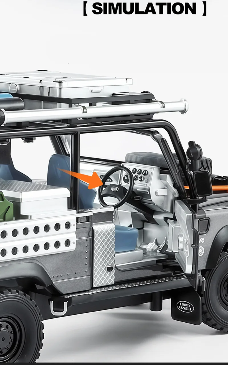 S9219040d43214cdfa0d6c12aaef734b95 1/24 Land Range Rover Defender 110 Tomb LE Alloy Pickup Car Model Diecasts Off-road Vehicles Car Model Sound Light Kids Toy Gift