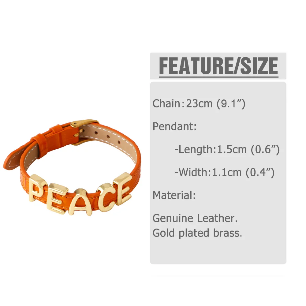 Gold Plated A-Z Letter DIY Name Bracelets Women Colorful Genuine Leather Belt Band Initial Bracelets Copper Jewelry