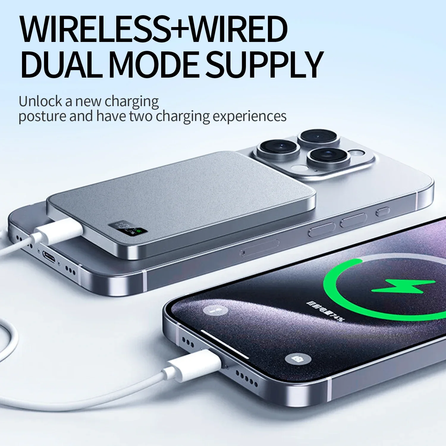5000/10000mAh For Ultra Thin Alloy Powerbank Magnetic Wireless Fast Charger Power Bank For IPhone 15 14 13 12 Backup Battery 5