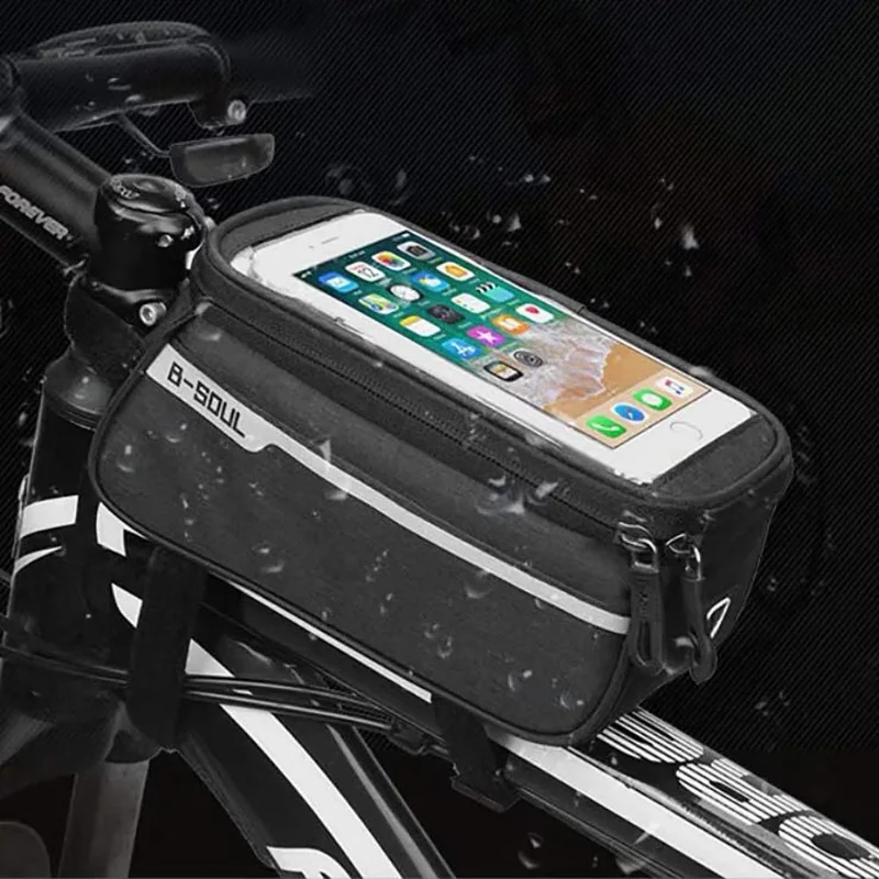 Rainproof Bicycle Bag Frame Front Top Tube Cycling Bag Reflective 6.5in Phone Case Touchscreen MTB Bike Accessories bike bag bicycle bag bike accessory