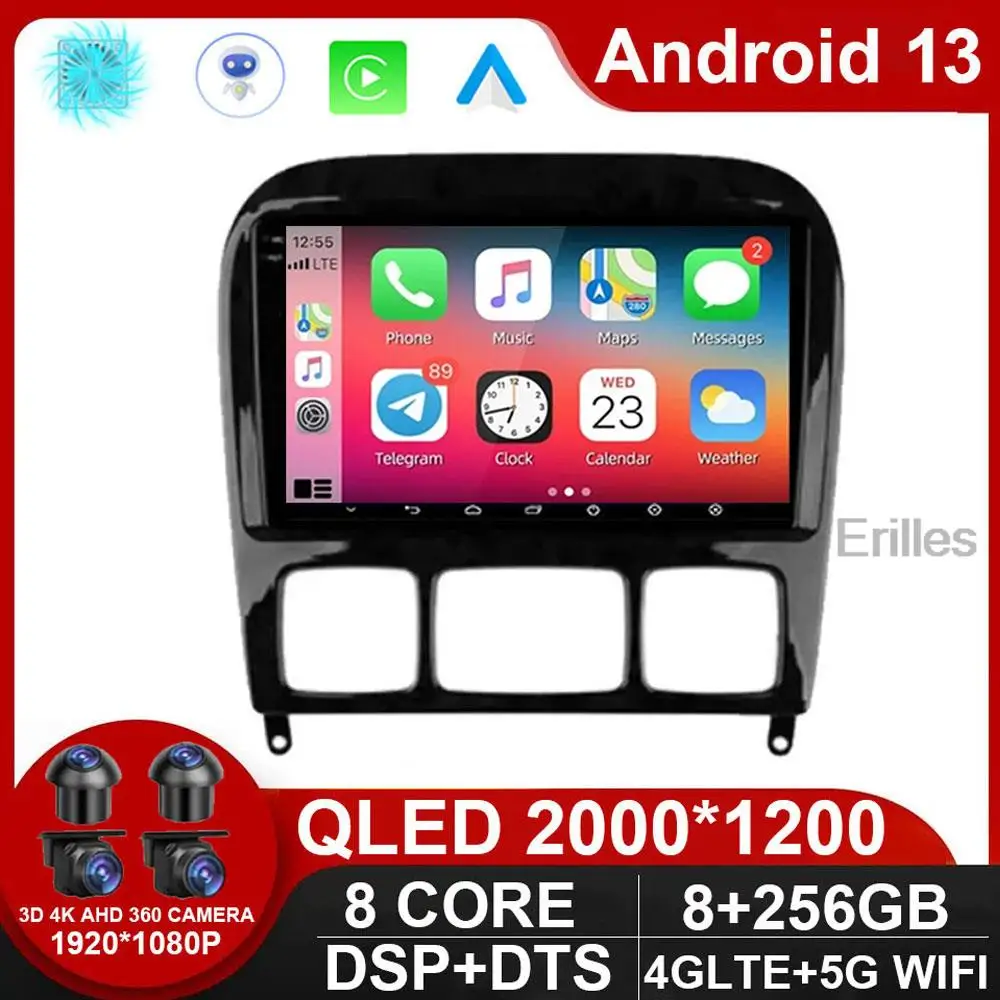 

Android 13 Car Stereo Radio Multimedia Player for Mercedes Benz S Class W220 S280 S320 S350 S400 S430 S500 S600 S55 AMG NO DVD