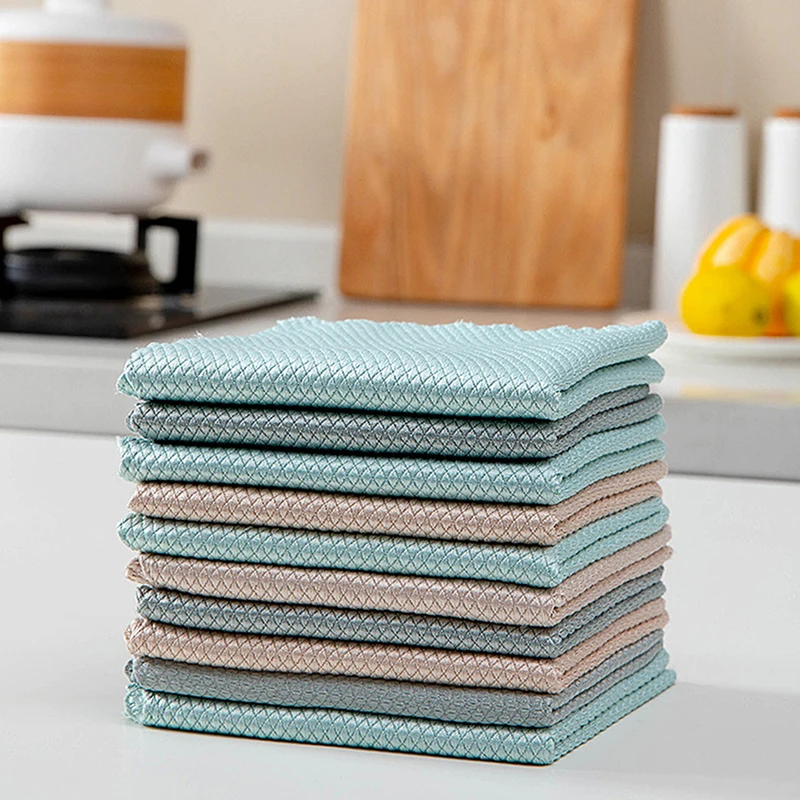 

10pcs 25/30cm Microfiber Cleaning Cloths Reusable Streak-Free Wiping Rags Cloth Rewashable Rags Household Cleaning Cloths