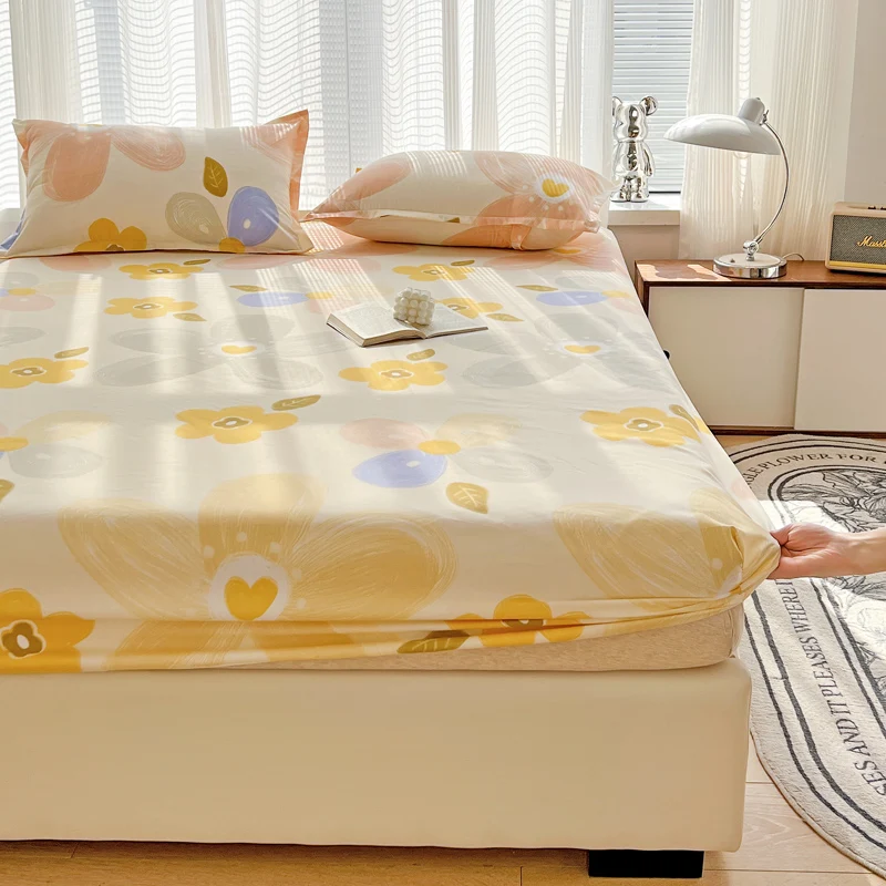 1pc Queen Bed sheets with Elastic Band Adjusted Bed Cover Queen/King sabanas cama matrimonial Flower Printed Sheet No Pillowcase 2
