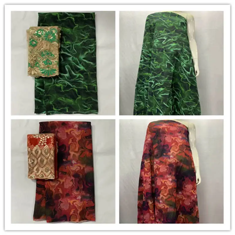 

Fashion design high quality cotton printed african lace fabric for lady dress textile material 5+2 yards/set. L9