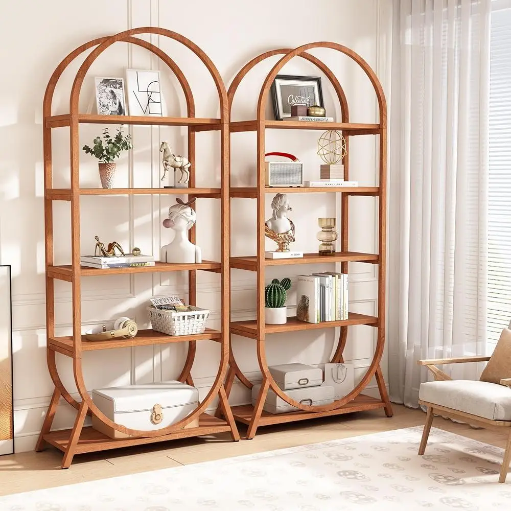 5-Tier Open Bookshelf Modern Storage Rack Freestanding Display Shelf Storage Organizer Heavy Duty Multifunctional Corner Shelf 2