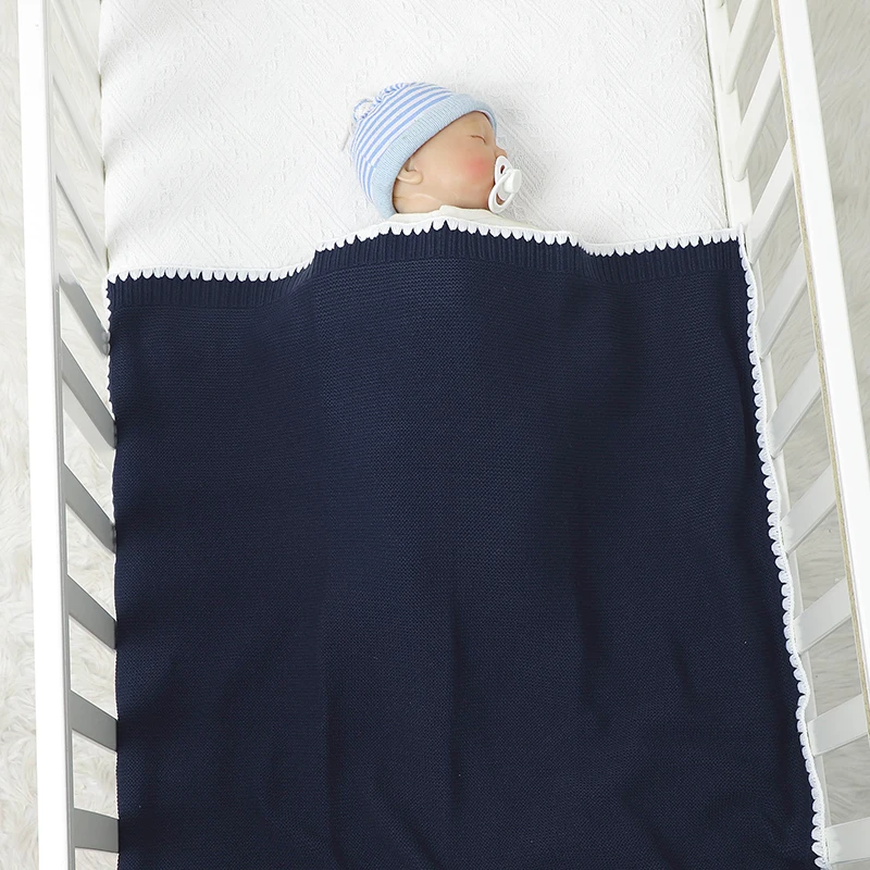 Baby Receiving Blankets for Girl & Boy 90*70cm Knitting Newborn Netural Dual-Use Crib Nap Bedding Sheets Children Cellular Solid 4