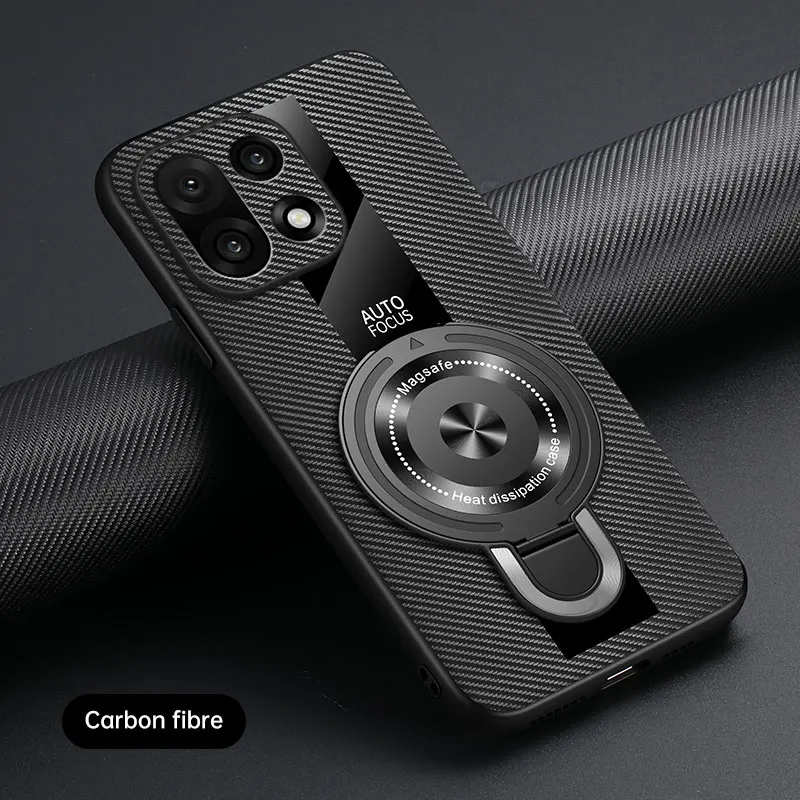 Luxury Silicone Sheepskin Leather Magnetic Ring Holder Shockproof Back Cover