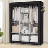 Canvas Wardrobe Dustproof Clothes Storage Dormitory Apartment Free Dust Bags US 6
