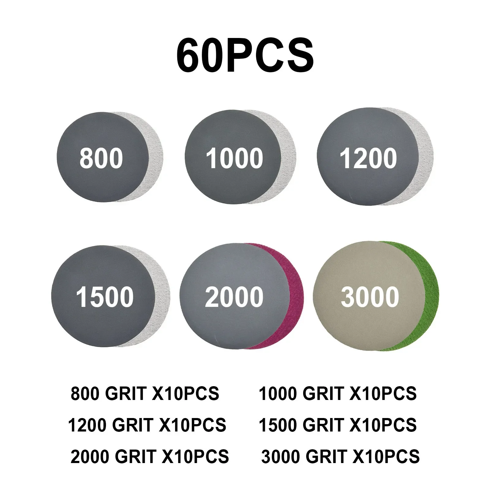 ARMYJY 90 Stück 75 mm Schleifscheiben, Körnung 800/1000/1200/1500/2000/3000, rund, nass und trocken, Klett-Beflockung, Orbital-Schleifpapier zum Polieren ARMYJY 90 Stück 75 mm Schleifscheiben, Körnung 800/1000/1200/1500/2000/3000, rund, nass und trocken, Klett-Beflockung, Orbital-Schleifpapier zum Polieren