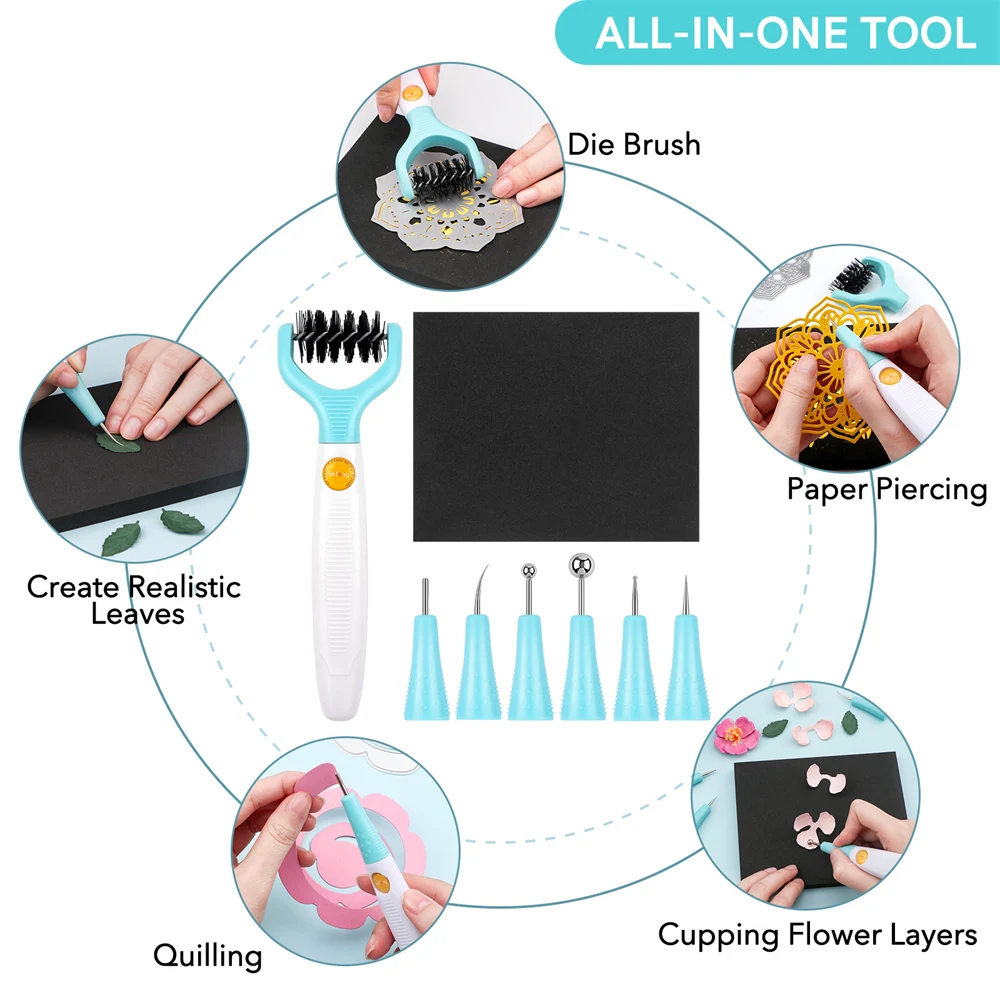 All-in-One Paper Sculpting Tool Kit & Die Brush for Card Making Paper Blossom Tools for Creating Realistic Dimensional Flowers