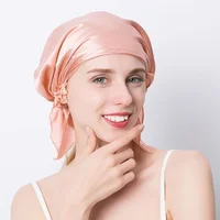 100% Natural Mulberry Silk Sleeping Cap Silk Shower Cap Nightcap Housework Cooking Hair Care Bonnet Protector Hair Accessories 1