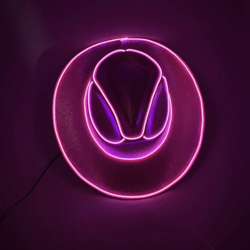 Description Picture 3 of itemHalloween Rave Glowing Light Up Bar Mexican Hat LED Luminous Cowboy Cap Bachelor Party Props Neon Hat Festival Supplies