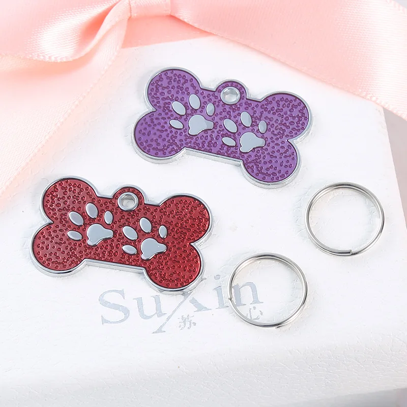 Pet ID Tags Engraving Name Metal Bone Shap Anti-lost Pendant Puppy Decorations