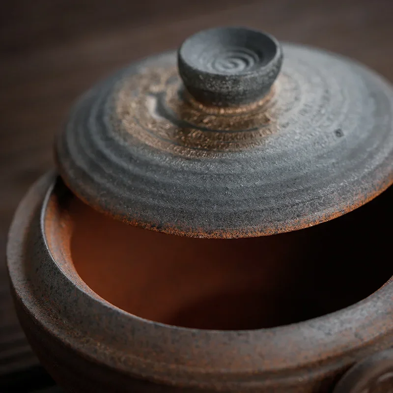 Tea Set Japanese Style Stoneware Quik Cup A Pot of A Cup Retro Wood Tureen 1 People Office Outdoor Travel