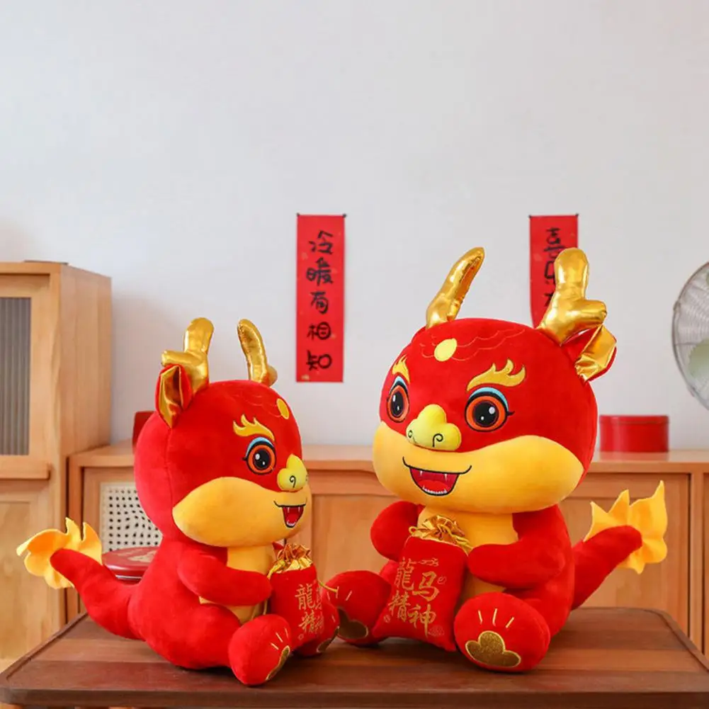 Embroidered Envelope Doll Chinese New Year Zodiac Dragon Plush Dolls Vibrant Spirit Stuffed for Home Party Decor 25/40cm Mascot 6 pcs see red envelope bag gifts new year envelopes paper pocket for festival chinese money pouches lunar packets