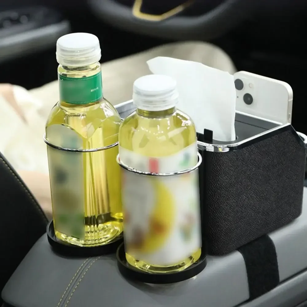 Foldable Car Armrest Storage Box with Cup Holder Phone Stand Waterproof Tissue Case Detachable Large Capacity