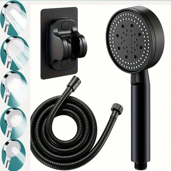 Rubinetto per lavabo da bagno Soffione doccia ad alta pressione 5 modalità regolabile con tubo flessibile Risparmio idrico Arresto con un solo tasto Accessori da bagno 1