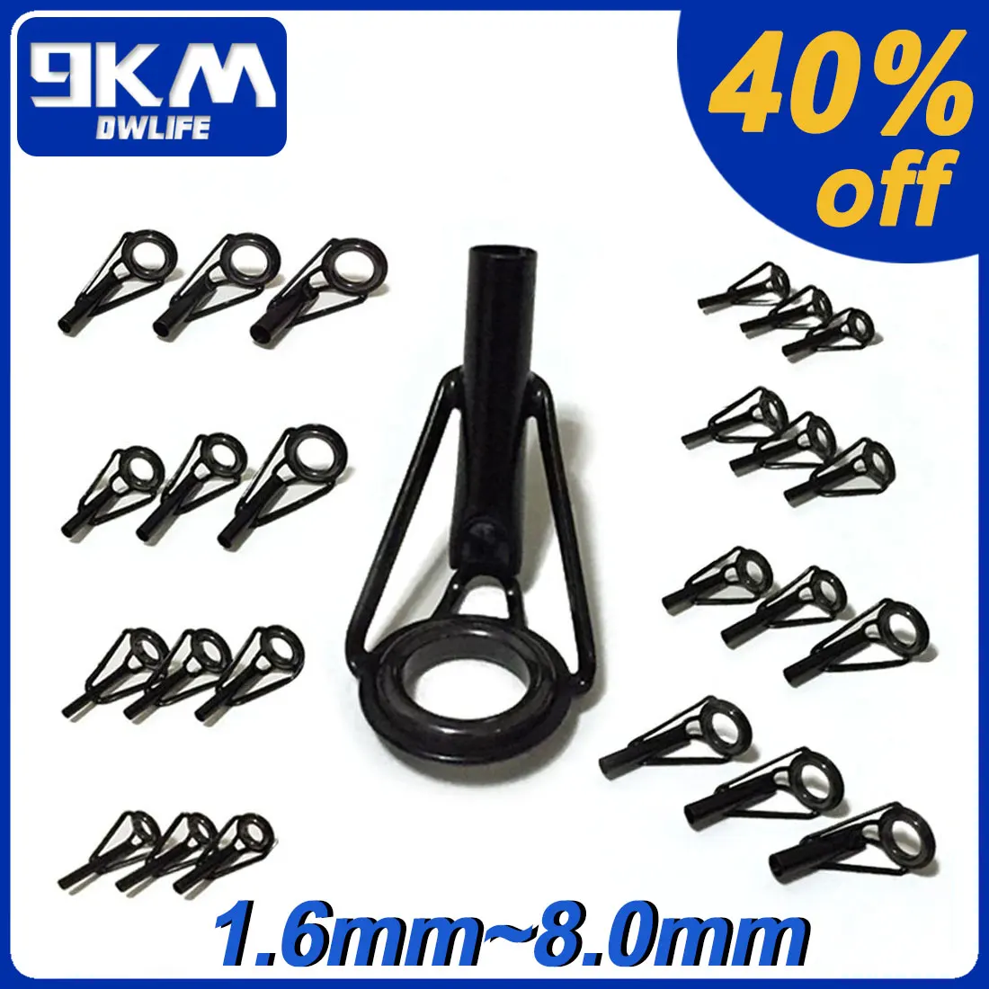 3Pcs Fishing Rod Tip Guides Repair Kit Stainless Steel Frames Ceramics Rings Black Rod Building Guide Eye Building Repair 6#~16#