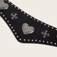 Ceinture de taille en cuir à lacets tendance pour femmes, style européen/américain, boucle en métal noire rétro, ceinture de taille élastique. 4