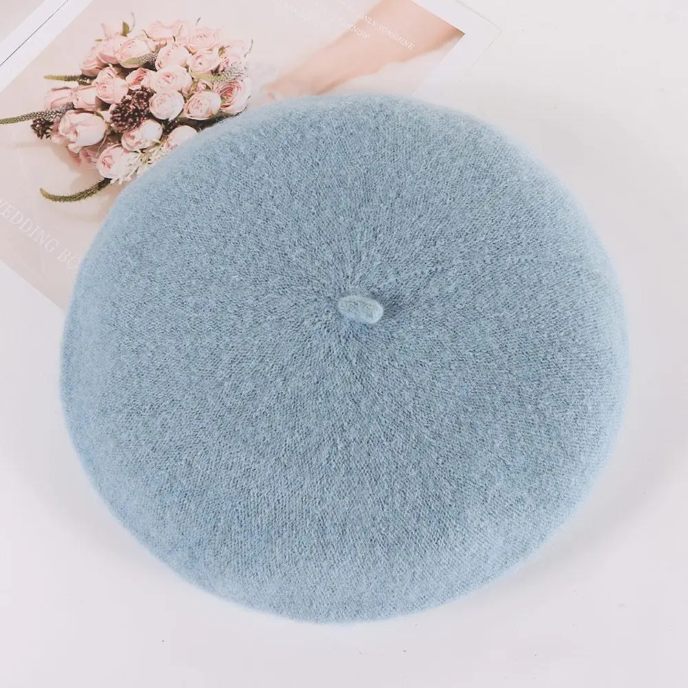 Frauen Mädchen Baggy Beanie Flache Kappe Hut Wolle Baskenmütze Kappe Filz Baskenmützen Herbst Baskenmütze Hut – Detail 3