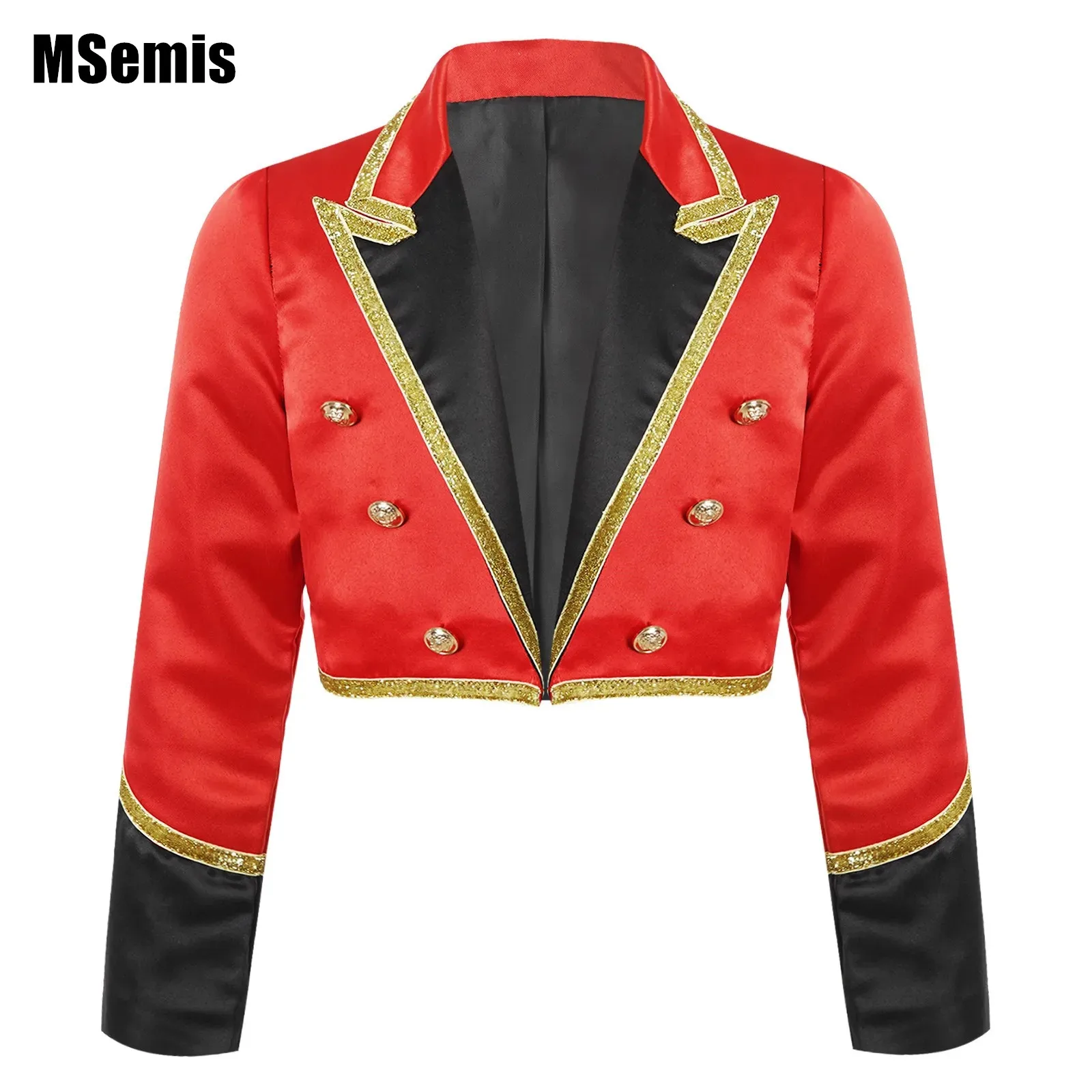 

Kids Halloween Circus Jacket Cosplay Costume Long Sleeve Golden Buttons Coat Boys Girls Carnival Party Ringmaster Performance