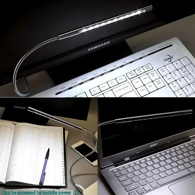 Mini USB LED Book Light Flexible Reading Lamp Portable Desk Table Lamp 10LEDs for Laptop Notebook Computer Study Decor Lighting