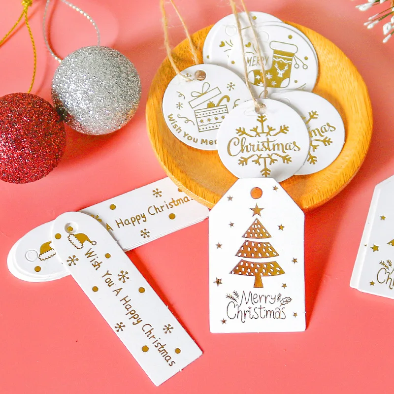 Coffret de décoration,Étiquettes de joyeux noël en papier imprimées,50 ...