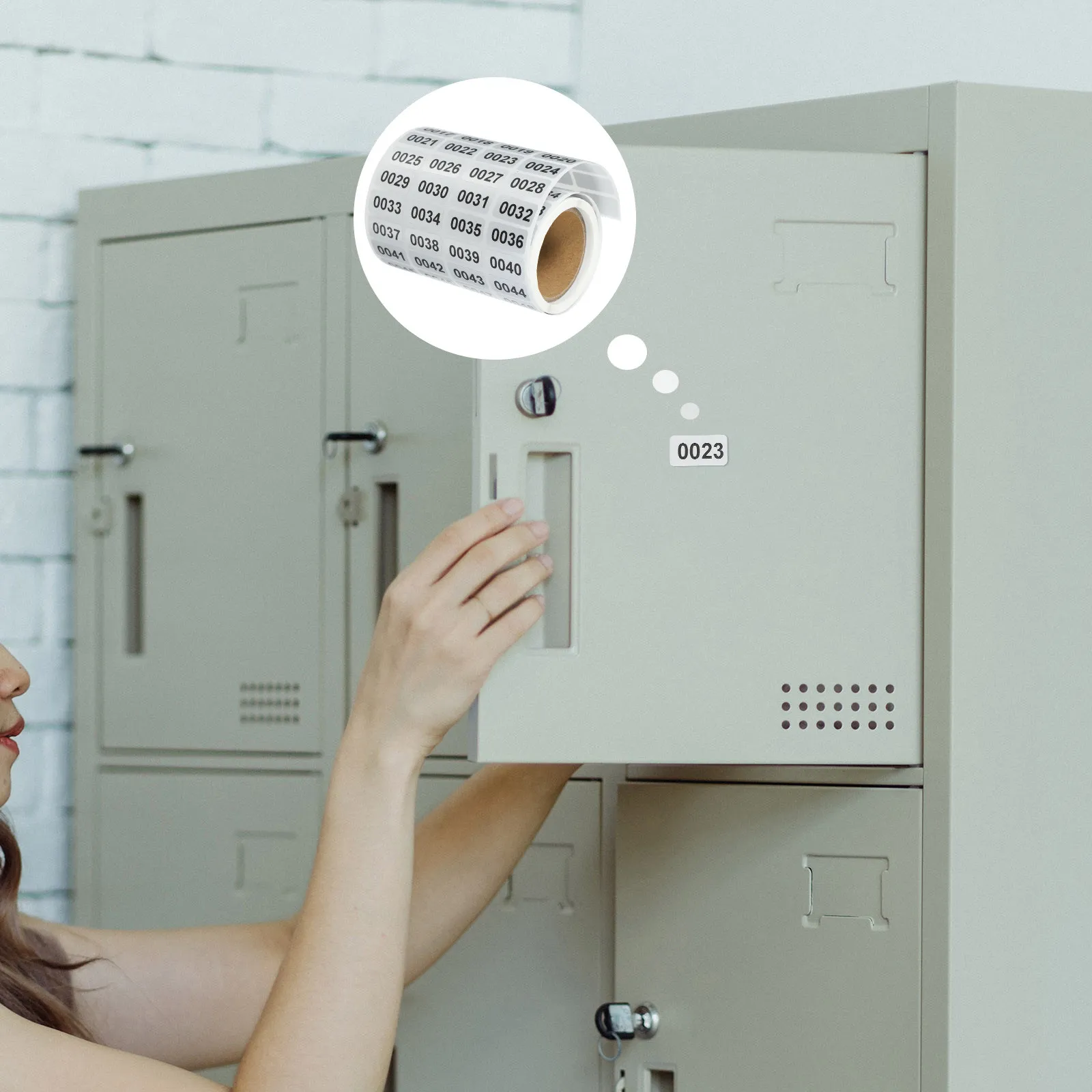 1롤 소형 숫자 스티커 자체 접착 PVC 소재 의류 사이즈 태그 티셔츠 청바지 DIY 라벨 보관용 번호 라벨