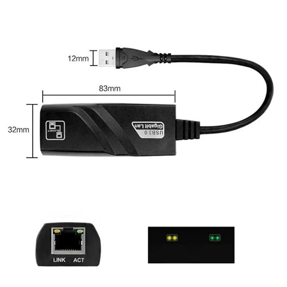 USB 3.0 to Rj45 Ethernet Lan Cable Adapter 10/100/1000Mbps Network Cable for Xiaomi Mi Box PC Windows 10 USB 3.0 Network Card