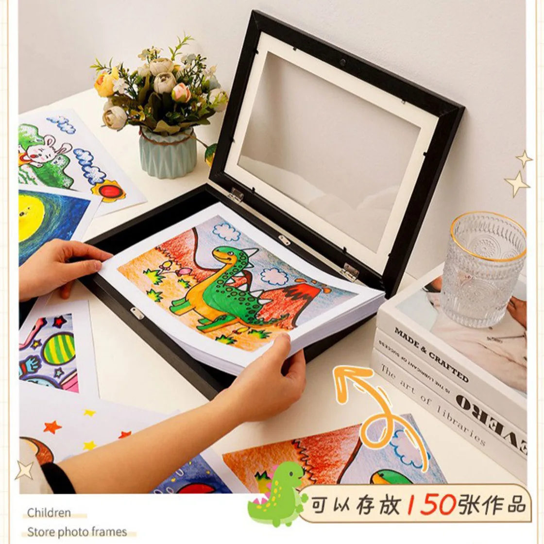 Photo Frame Art Frames 1pc Flip photo frame 8inch children's art frame picture storage KidsArt magnetic picture