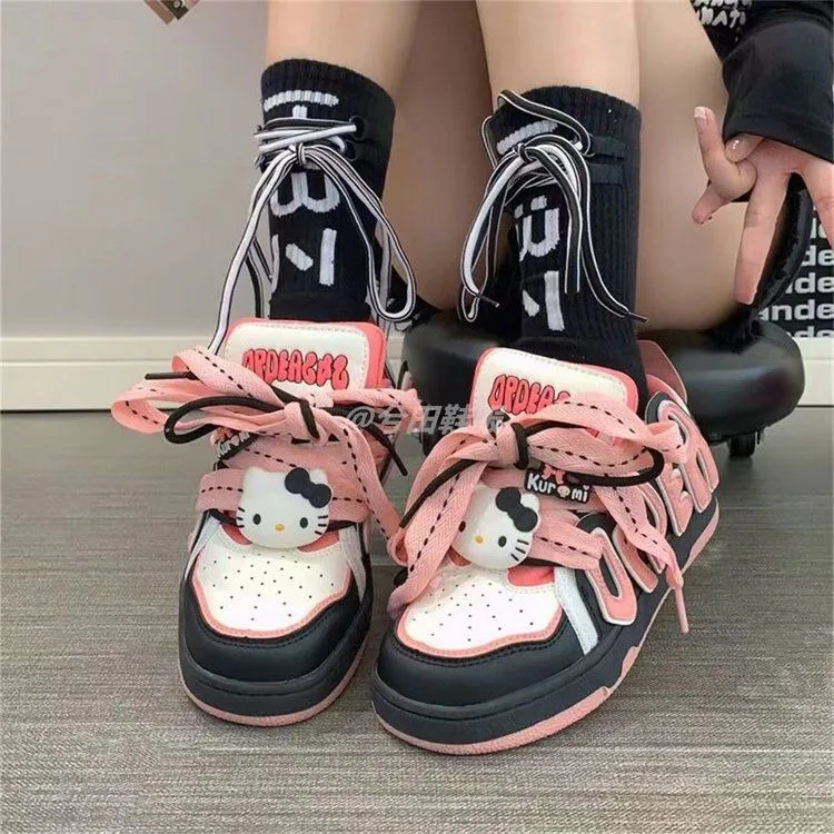 Sanrio Hello Kitty New Thick Soled Casual Shoes Korean Version Trend Versatile Board Shoes Y2k Sweet Cool Girl Dopamine Sneakers 5