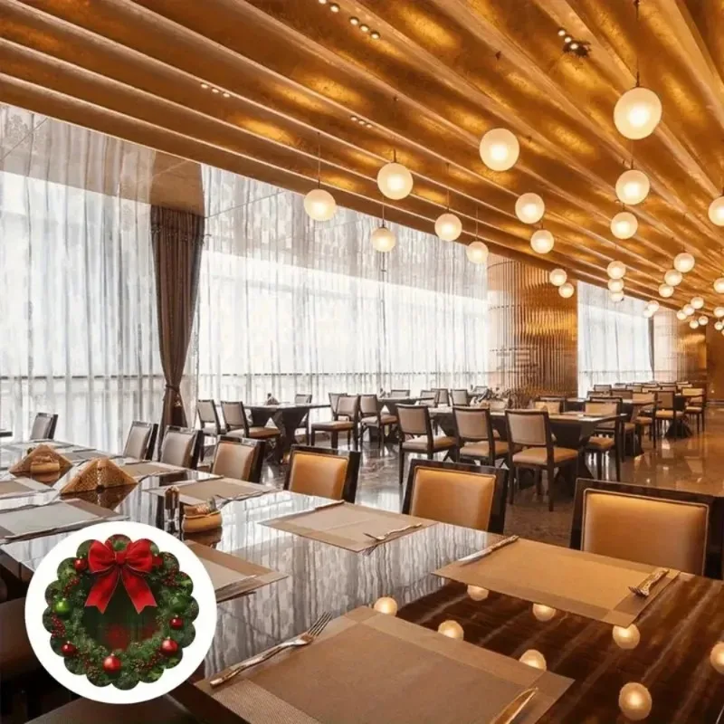 1-PackChristmas Wavy-Edge Placemats-Non-Slip Heat-Resistant Round Table Mats for Holiday Dining,Festive Party Decor with