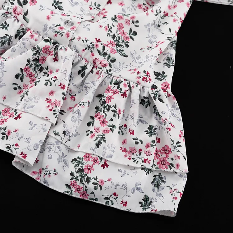 Printed Ruffled V-Neck Mini Dress Female Short Sleeve Fashion Slim High Waist Elegant Party Dress Women's Summer Dress New