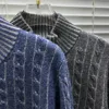 High Quality Men's Half-high Zipper Twisted Pullover Sweater Casual Loose Long-sleeved Cashmere Knitting Sweater Man 2